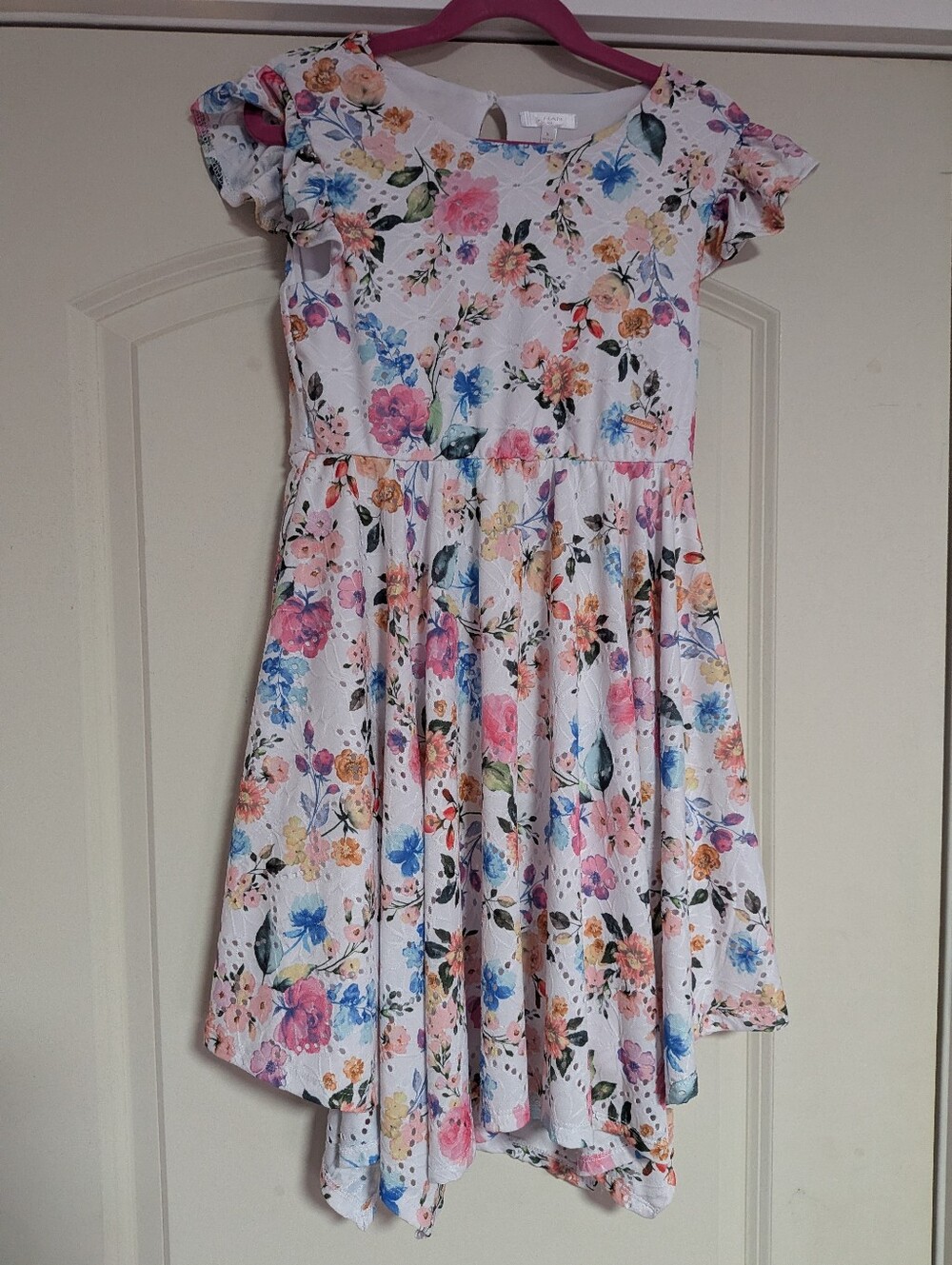 White Floral Eyelet Dress – Girls Size 8